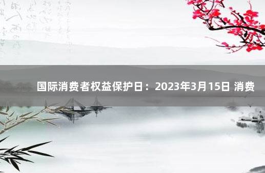 国际消费者权益保护日：2023年3月15日 消费者维护权益日