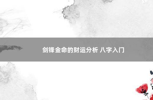 剑锋金命的财运分析 八字入门