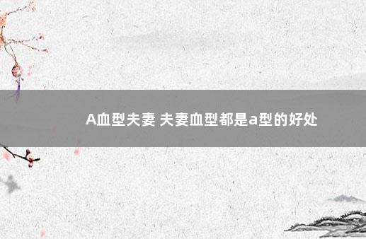 A血型夫妻 夫妻血型都是a型的好处
