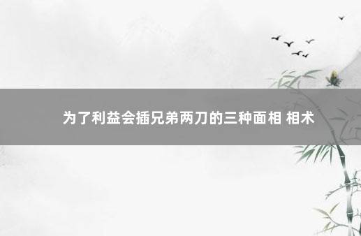 为了利益会插兄弟两刀的三种面相 相术