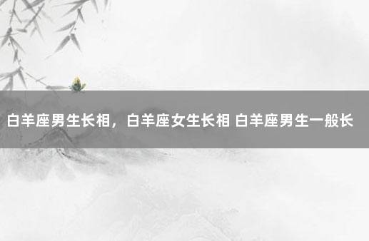 白羊座男生长相，白羊座女生长相 白羊座男生一般长什么样