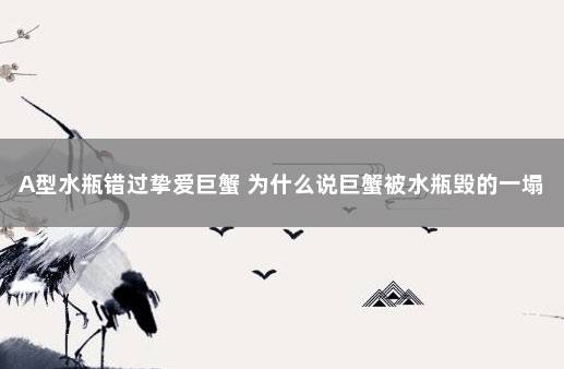 A型水瓶错过挚爱巨蟹 为什么说巨蟹被水瓶毁的一塌糊涂