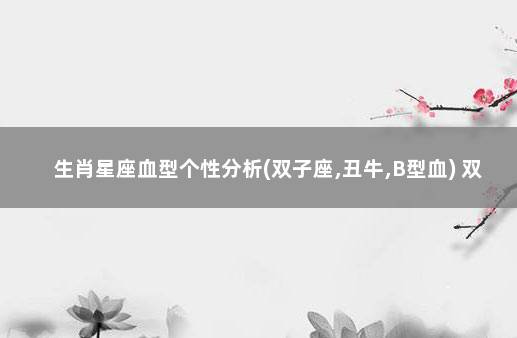 生肖星座血型个性分析(双子座,丑牛,B型血) 双子座弱点