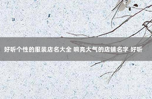 好听个性的服装店名大全 响亮大气的店铺名字 好听的服装店名大全
