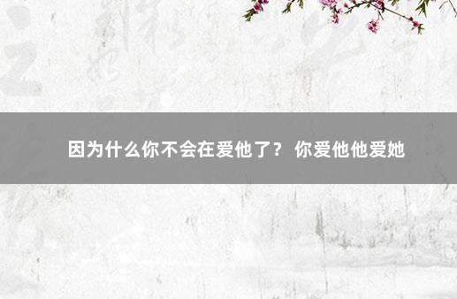 因为什么你不会在爱他了？ 你爱他他爱她
