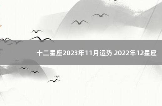 十二星座2023年11月运势 2022年12星座运势解析完整版