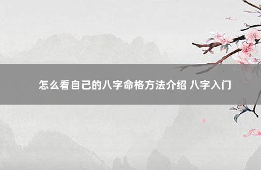 怎么看自己的八字命格方法介绍 八字入门