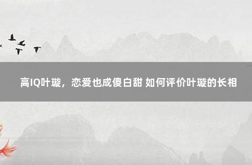 高IQ叶璇，恋爱也成傻白甜 如何评价叶璇的长相